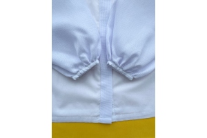 Сорочка жіноча під вишивку зі вставками канви, біла, довгий рукав, ворот стійка, розмір 50